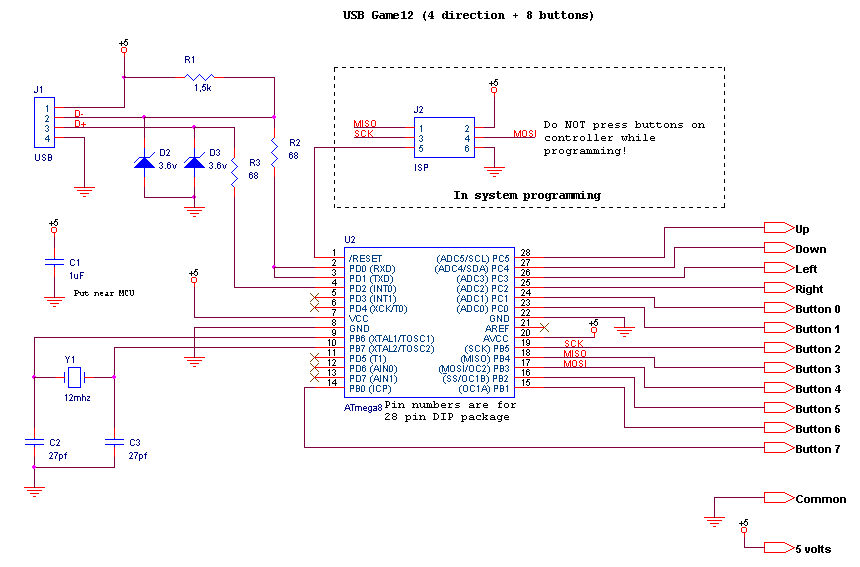 Circuit pour manette de jeu USB 12 entrées (8 boutons + 4 ... rs232 to rj45 diagram 